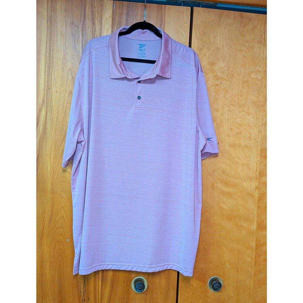 Reebok Speedwick Men's Polo Shirt 3XLT Big & Tall Lt Pink Short Sleeve Polyester